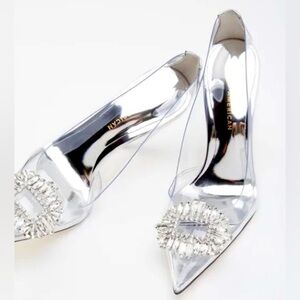 💎NIB! Good American Cinderella Glass Crystal Pumps